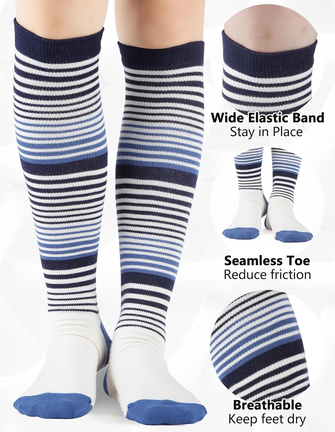  MD Compression Socks for Women Men, Bamboo Viscose,3 Pairs 8-15mmHg Knee High Support Socks for Pregnant Nurses Travel