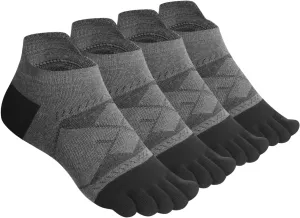 Meaiguo Toe Socks for Men Women-Breathable Low Cut Five Finger Socks For Running with Arch Support 4 Pairs