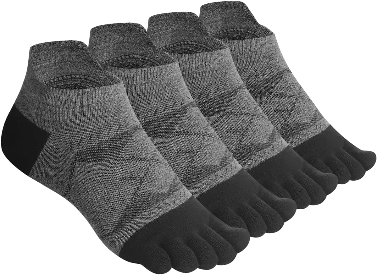 Meaiguo Toe Socks for Men Women-Breathable Low Cut Five Finger Socks For Running with Arch Support 4 Pairs