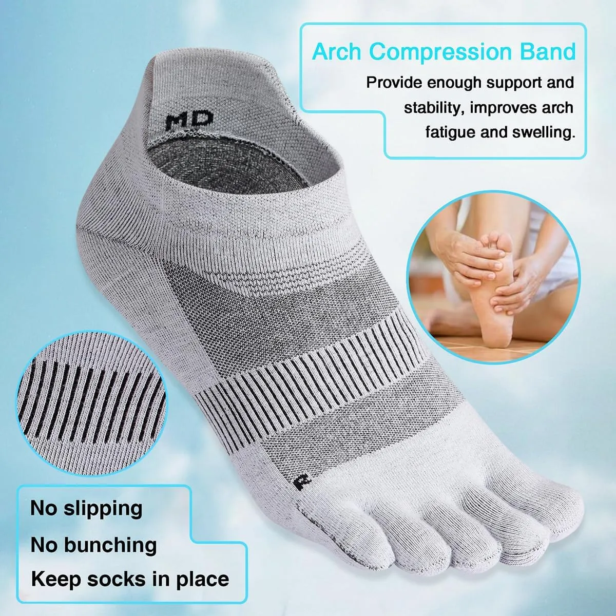 Meaiguo Toe Socks for Men Women Running Hiking COOLMAX Low Cut Five Finger Socks with Toes Breathable Quick Dry,3 Pairs