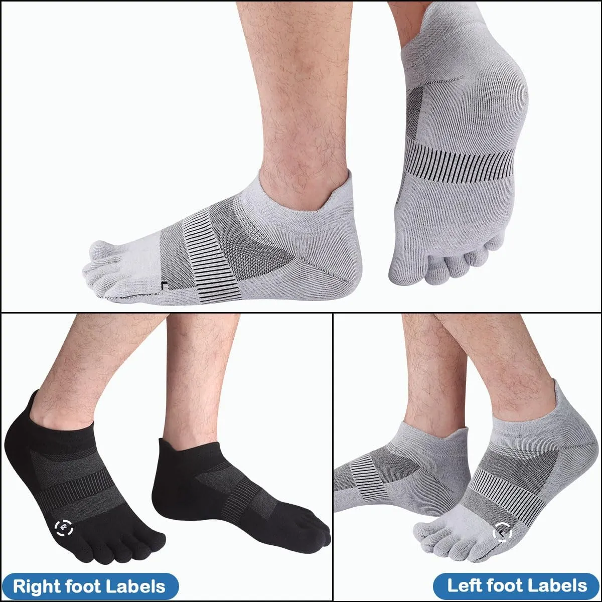 Meaiguo Toe Socks for Men Women Running Hiking COOLMAX Low Cut Five Finger Socks with Toes Breathable Quick Dry,3 Pairs