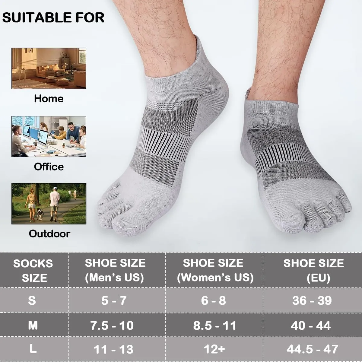 Meaiguo Toe Socks for Men Women Running Hiking COOLMAX Low Cut Five Finger Socks with Toes Breathable Quick Dry,3 Pairs