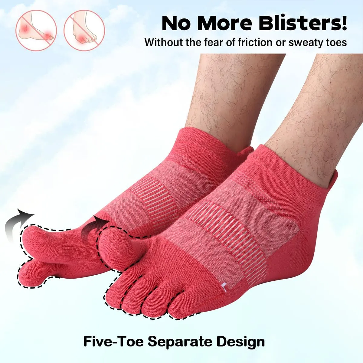 Meaiguo Toe Socks for Men Women Running Hiking COOLMAX Low Cut Five Finger Socks with Toes Breathable Quick Dry,3 Pairs