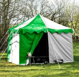 Medieval Square Harold Square 3x3 Meter Green & Natural White Water Proof Camping Tent for Events Reenactment & Hiking