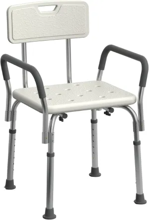 Medline Shower Chair Seat with Padded Armrests and Back | Heavy Duty for Bathtub | Slip Resistant with Adjustable Height | with 350 lb Capacity