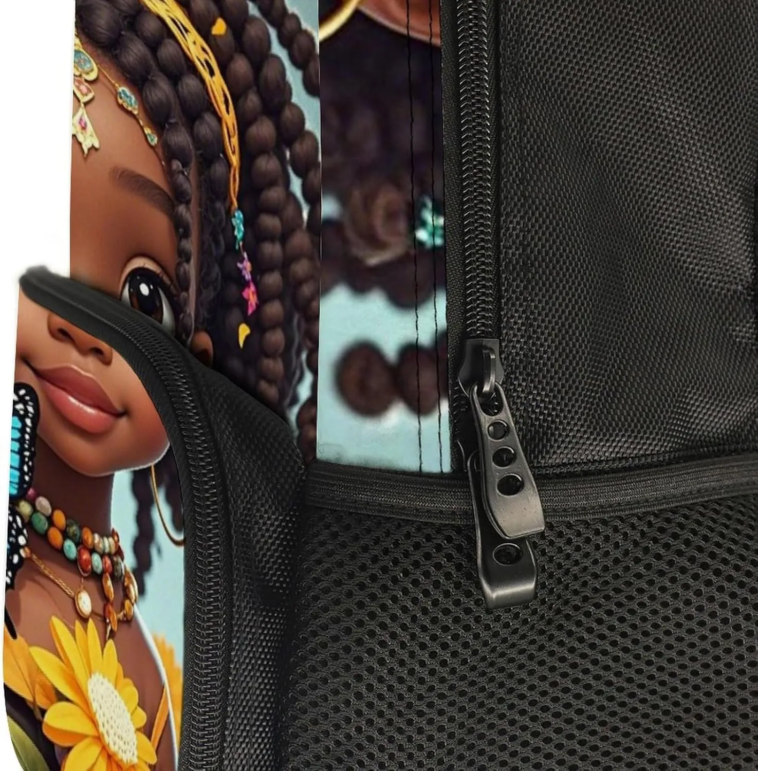 Men Women Lightweight Colorful Afro American Black Woman With Butterflies Art Backpack Large Capacity Carry On Bag With Padded Straps for Sports Work Walking Cycling