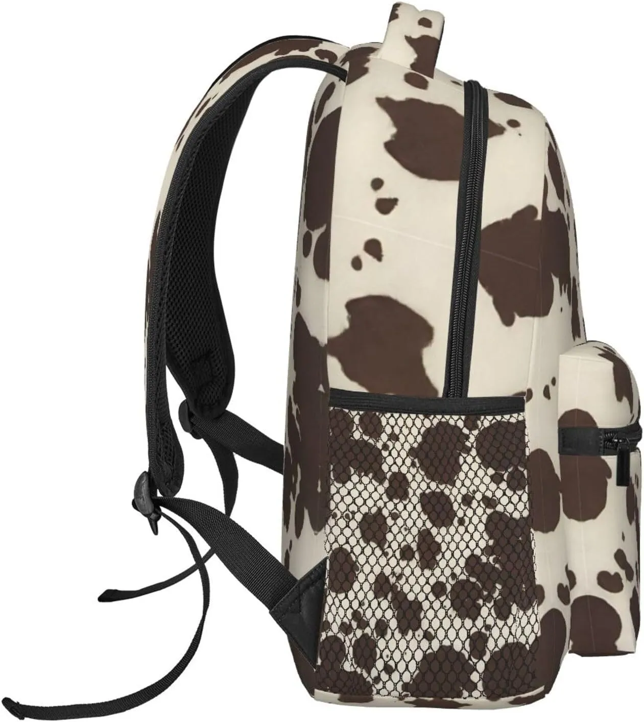 Men Women Lightweight Cow Print Casual Daypack Big Capacity Bookbag With Padded Straps for Gym Travel Walking Cycling
