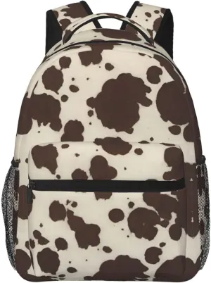 Men Women Lightweight Cow Print Casual Daypack Big Capacity Bookbag With Padded Straps for Gym Travel Walking Cycling