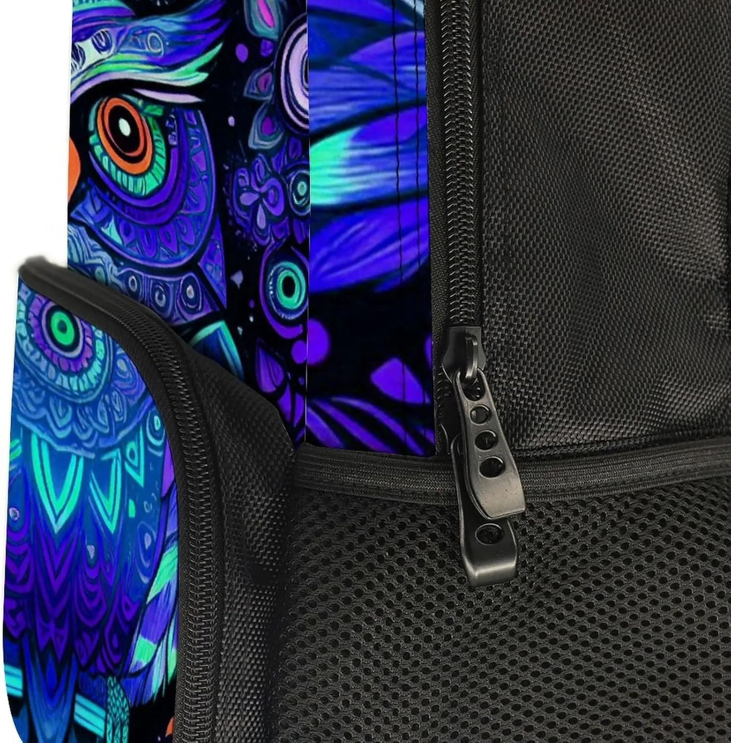 Men Women Lightweight Cute Abstract Owl Psychedelic Art Backpack Large Capacity Carry On Bag With Padded Straps for Sports Work Walking Cycling
