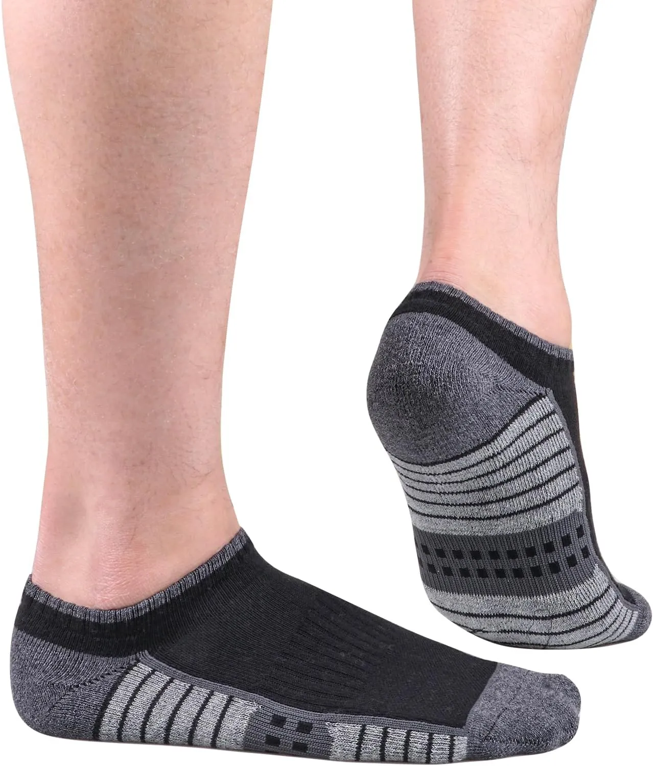 Men's Ankle Socks Moisture Wicking Low Cut Athletic Socks Breathable Cotton Cushioned Running Socks For Men, 5 Pairs