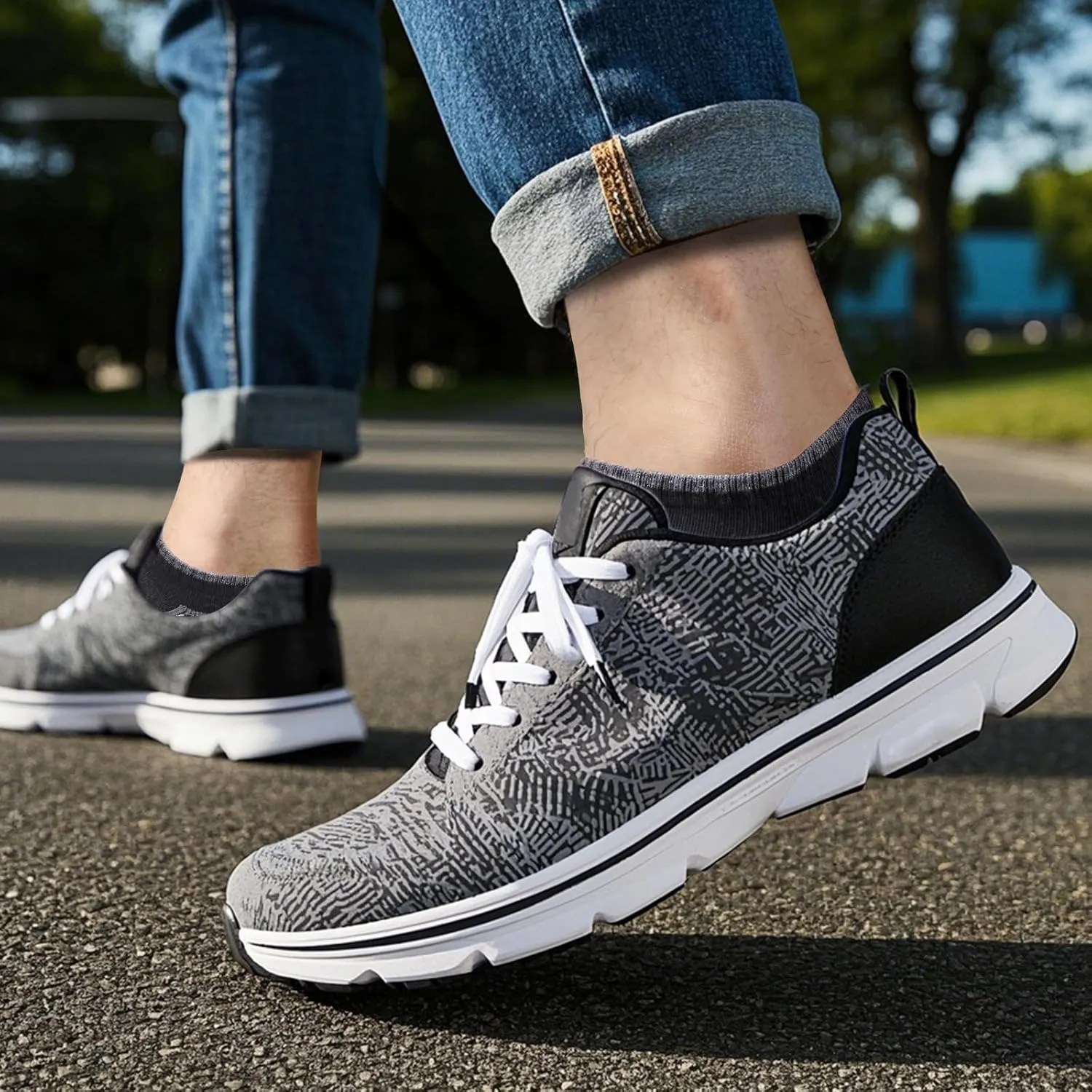 Men's Ankle Socks Moisture Wicking Low Cut Athletic Socks Breathable Cotton Cushioned Running Socks For Men, 5 Pairs
