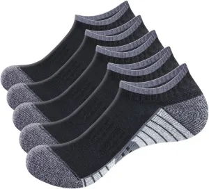 Men's Ankle Socks Moisture Wicking Low Cut Athletic Socks Breathable Cotton Cushioned Running Socks For Men, 5 Pairs