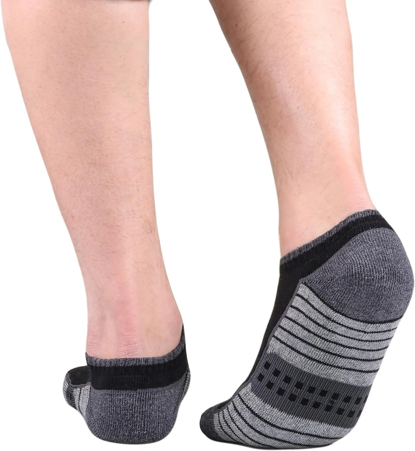 Men's Ankle Socks Moisture Wicking Low Cut Athletic Socks Breathable Cotton Cushioned Running Socks For Men, 5 Pairs
