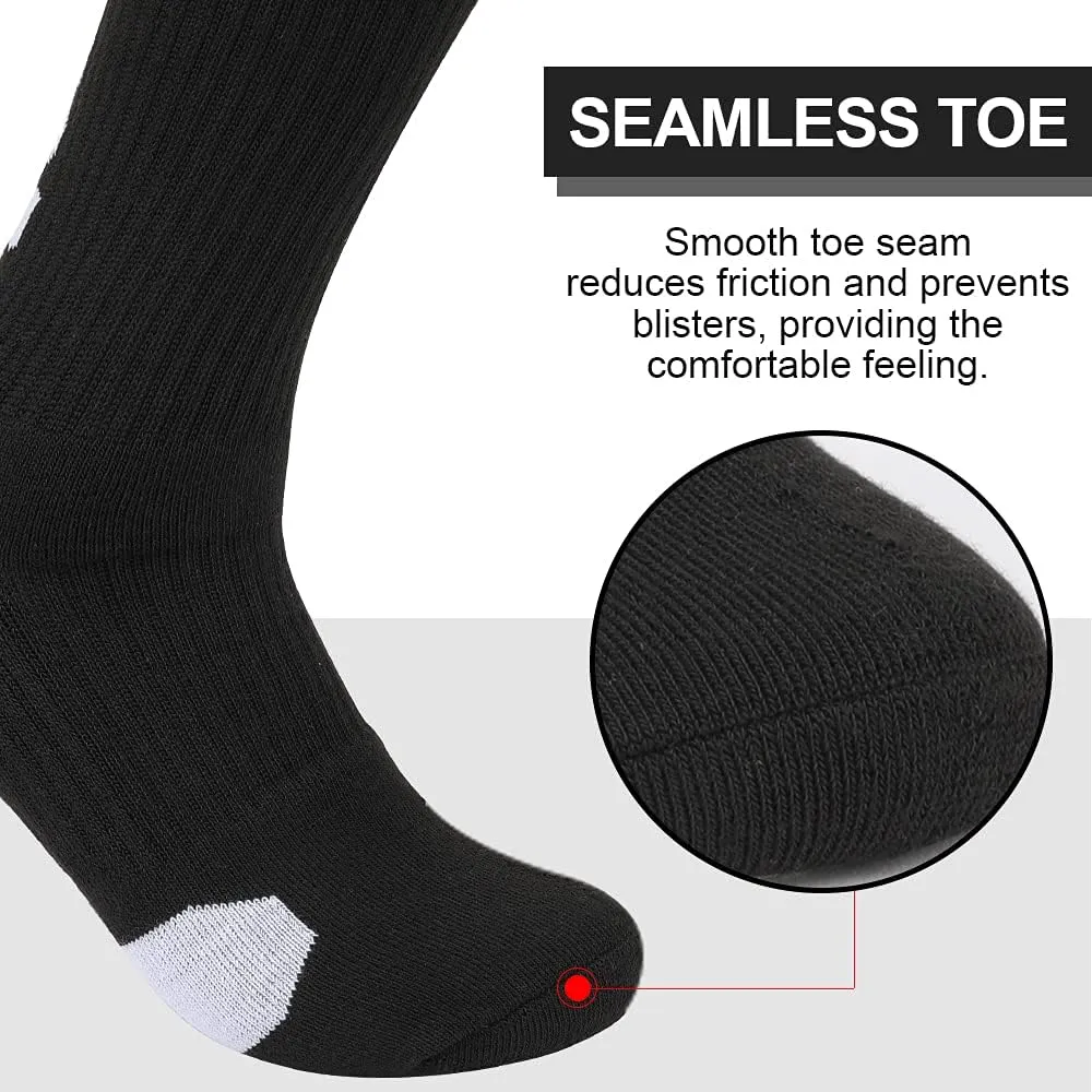 Men's Athletic Crew Socks Basketball Socks Sport Compression Cushion Socks for Running and Training (6 Pairs)