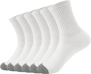Men's Athletic Socks 6-Pairs Cotton Thick Cushion Running Socks Moisture-Wicking Mid-Crew Socks 6-9/9-12/12-15