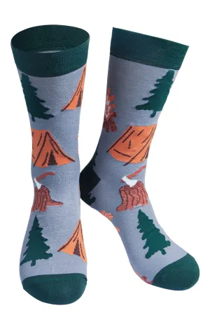 Mens Bamboo Socks Camping Novelty Socks Hiking Walking Grey