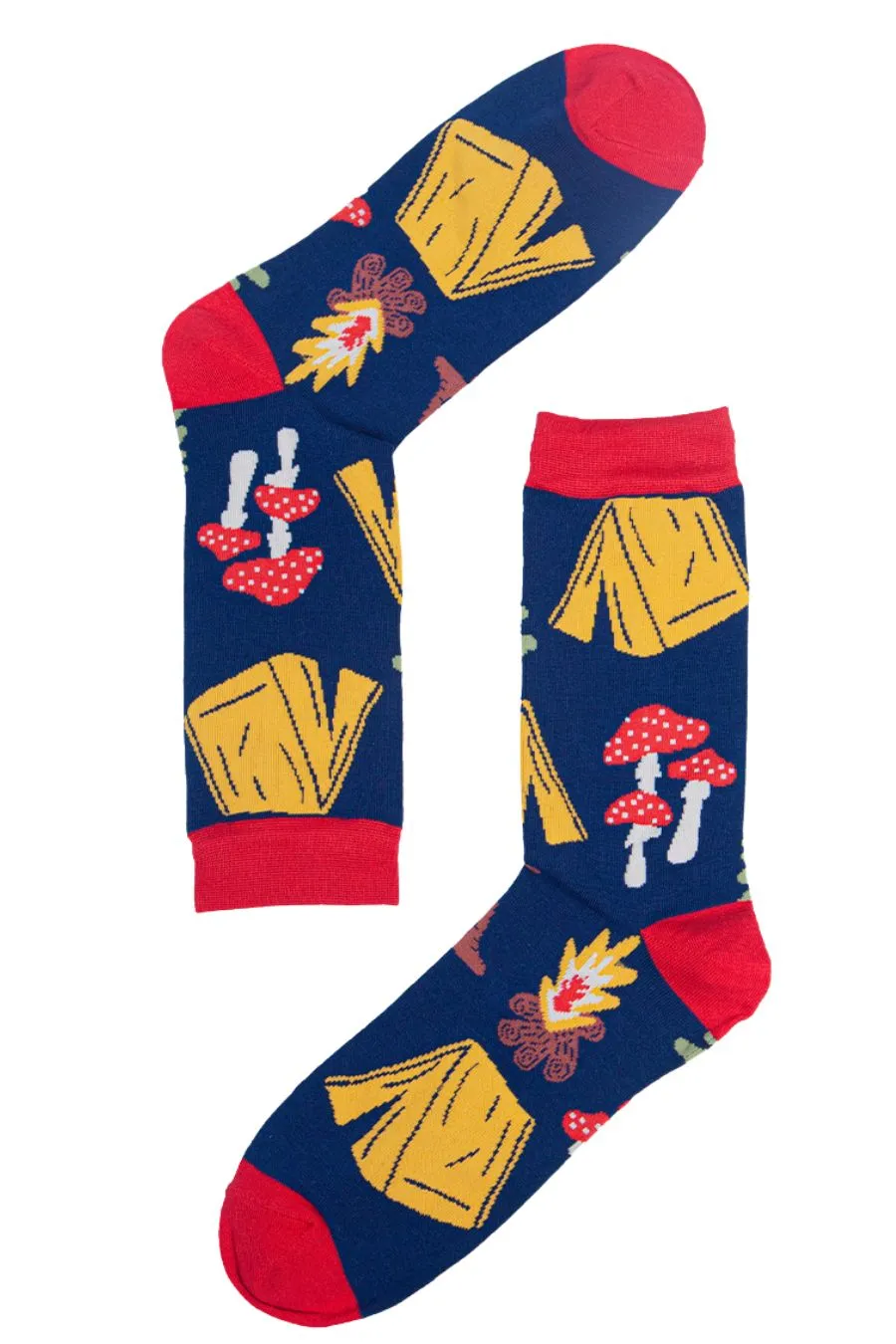 Mens Bamboo Socks Camping Novelty Socks Hiking Walking Navy Blue