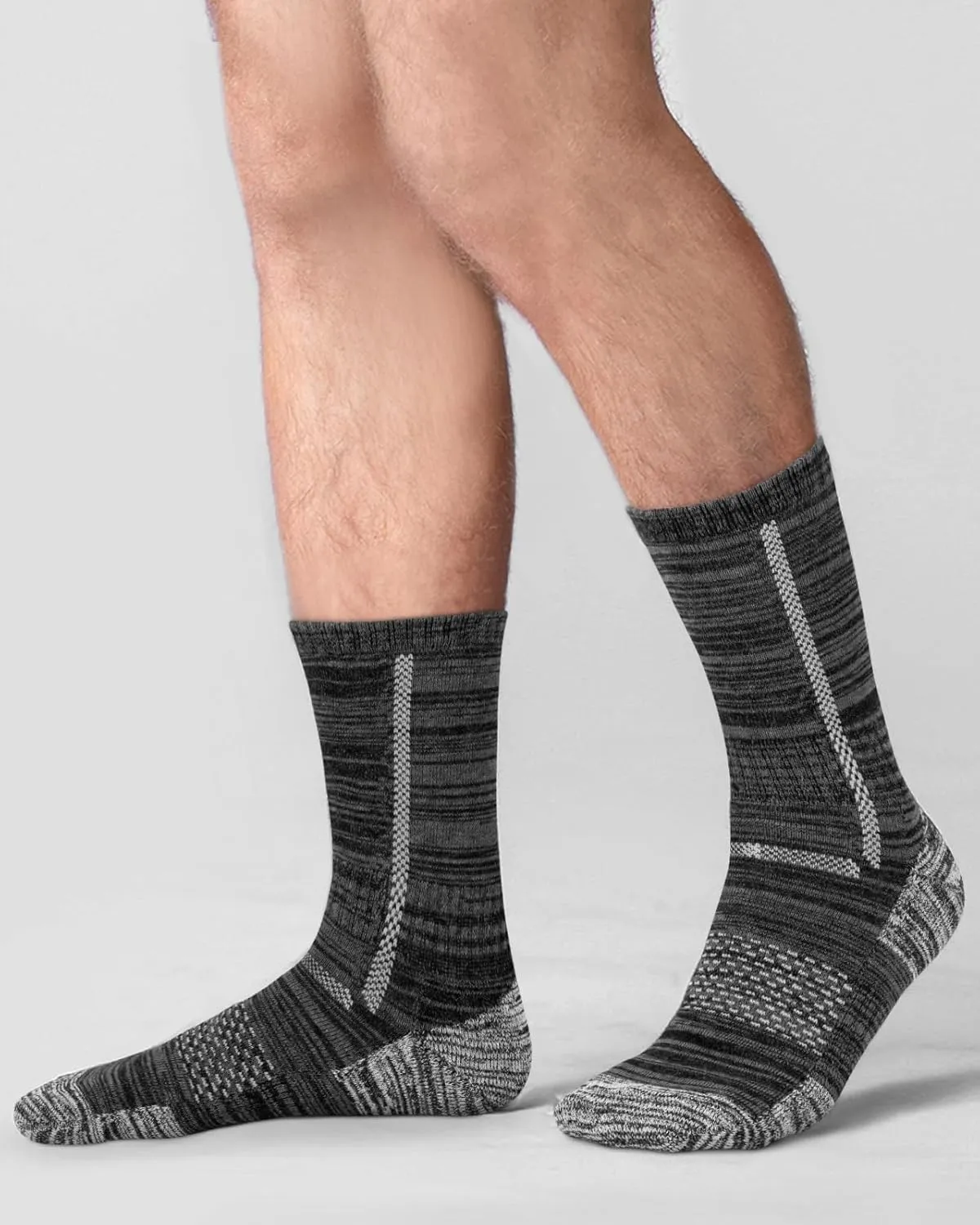 Men's Cotton Crew Work Socks, 5 Pairs Cushioned Boot Moisture Athletic Socks for Hiking Sports Running
