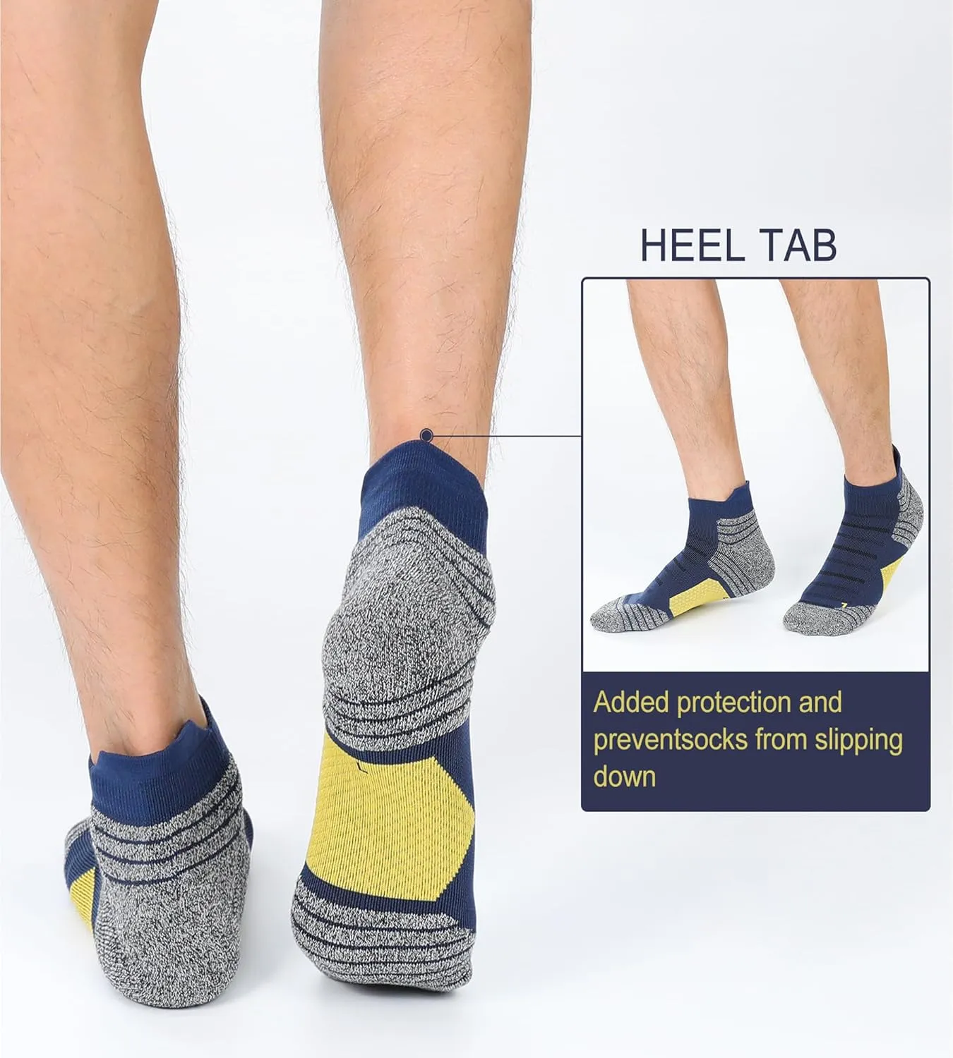 Men's Cushioned Ankle Socks Athletic Running Low Cut Socks 6-10/10-13/13-15