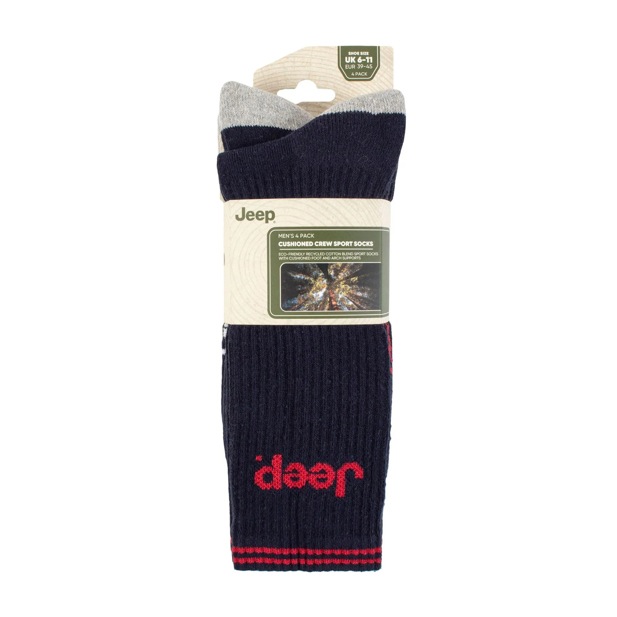 Men's Cushioned Crew Socks - 4 Pack Sport Running Socks