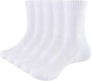 Men's Cushioned Crew Socks for Men, Moisture Wicking Gym Golf Tennis Workout Training Athletic Socks, 5 Pairs