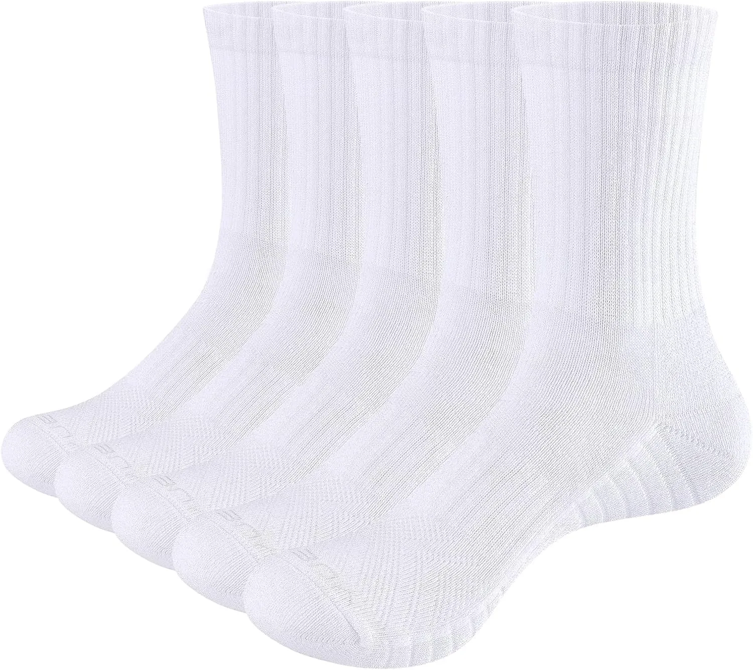 Men's Cushioned Crew Socks for Men, Moisture Wicking Gym Golf Tennis Workout Training Athletic Socks, 5 Pairs