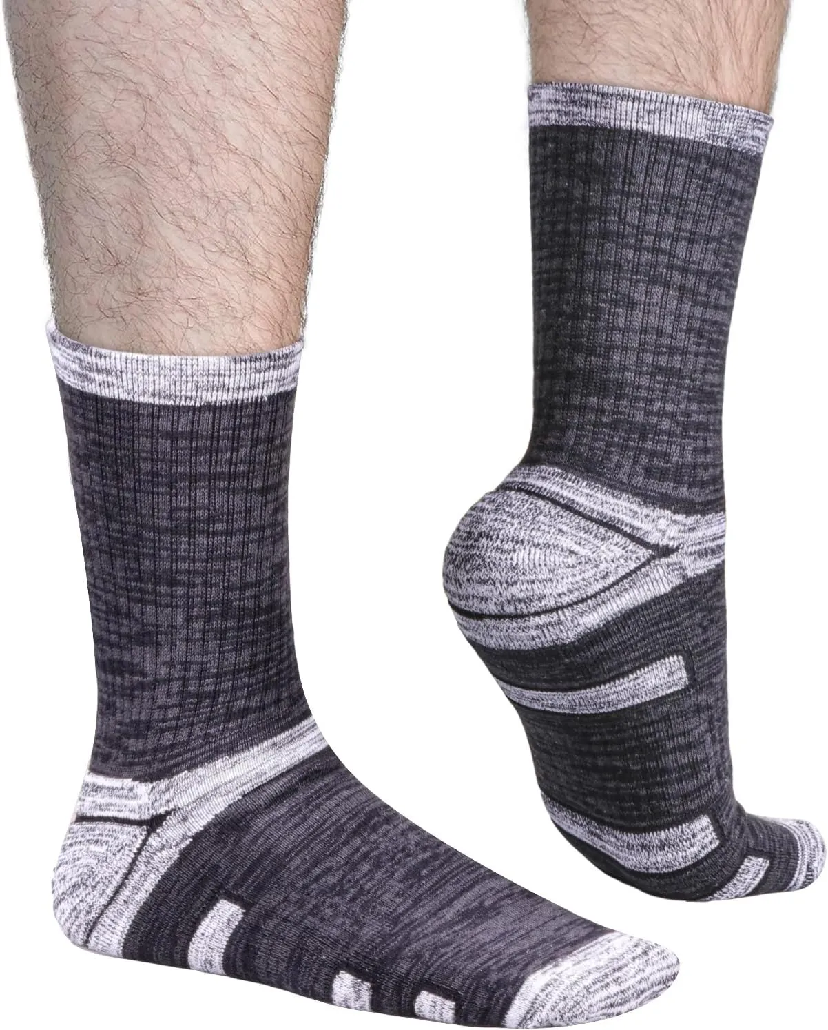 Men's Cushioned Outdoor Hiking Socks For Men, Sweat Wicking Cotton Casual Everyday Work Atheltic Crew Socks, 5 Pairs