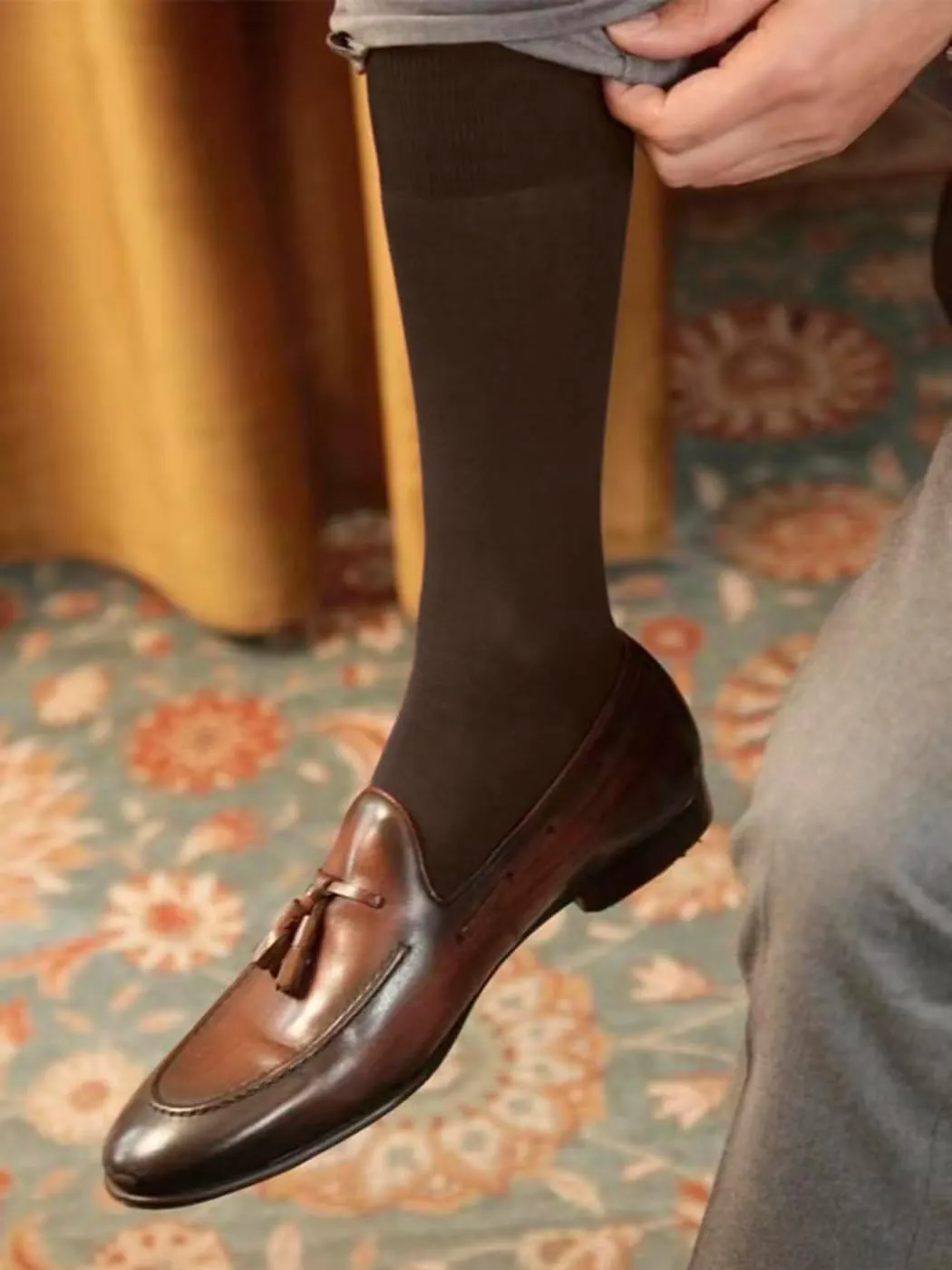 Men's Dress Socks 5 Pairs Mens Cotton Calf Business Formal Socks Soft Breathable Athletic Long Crew Casual Socks