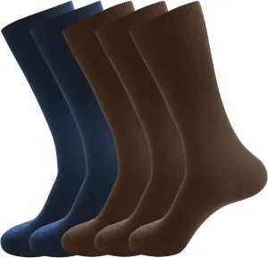 Men's Dress Socks 5 Pairs Mens Cotton Calf Business Formal Socks Soft Breathable Athletic Long Crew Casual Socks