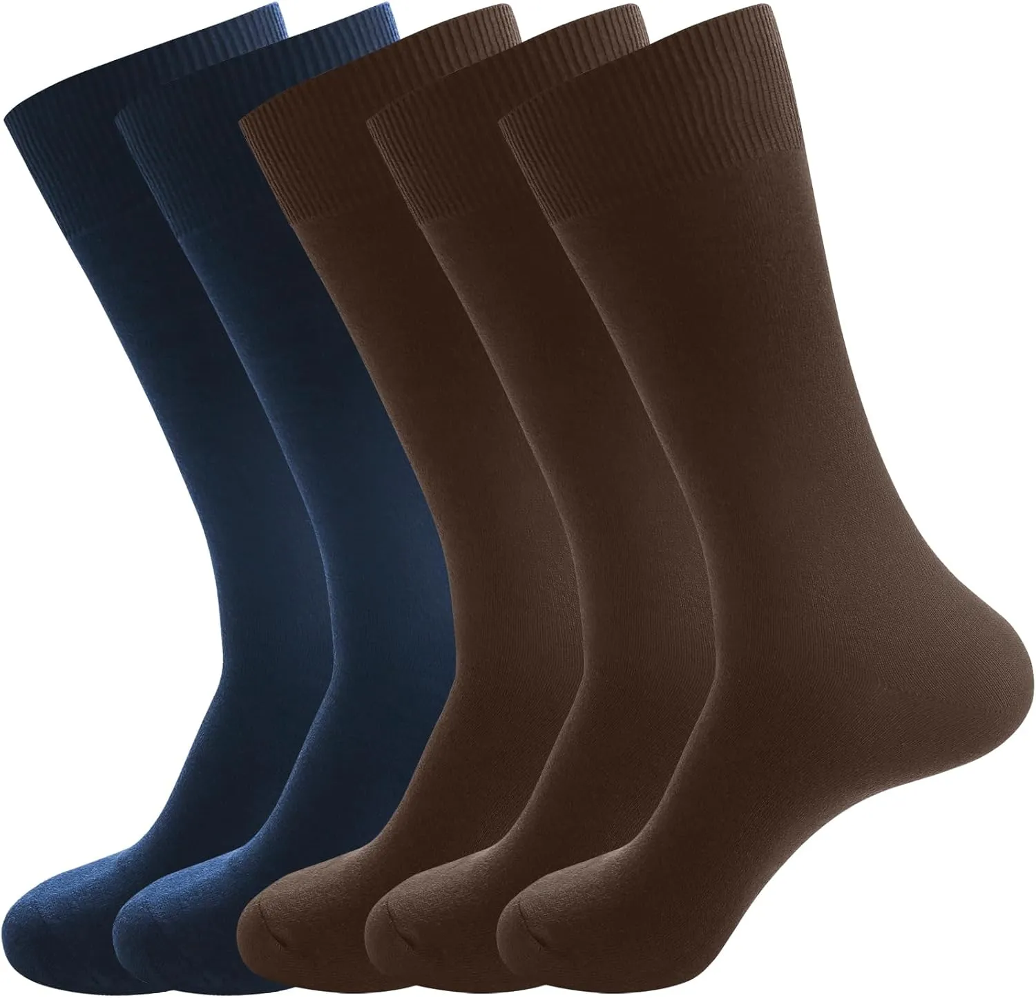 Men's Dress Socks 5 Pairs Mens Cotton Calf Business Formal Socks Soft Breathable Athletic Long Crew Casual Socks