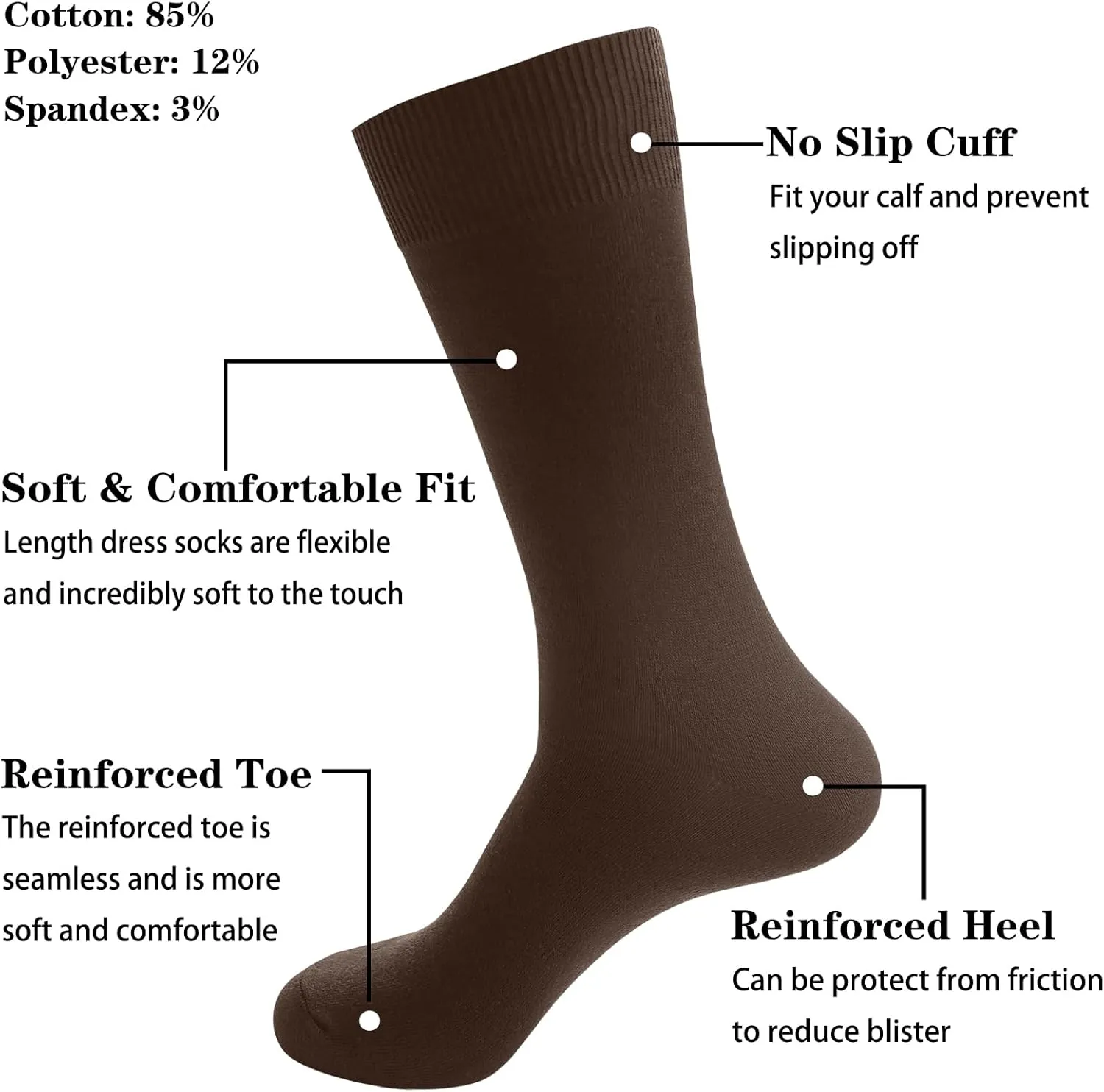 Men's Dress Socks 5 Pairs Mens Cotton Calf Business Formal Socks Soft Breathable Athletic Long Crew Casual Socks
