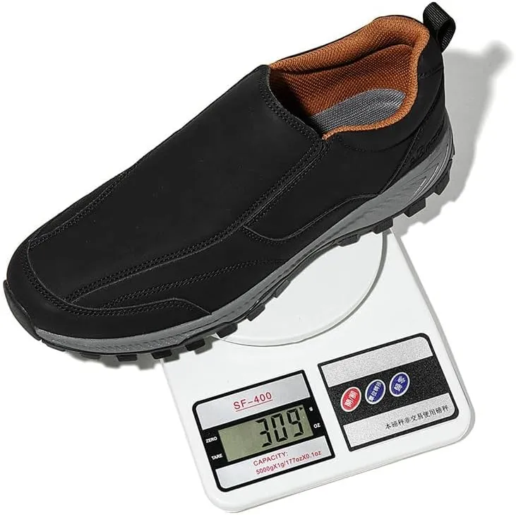 Men's Hands Free Slip On Walking Leather Shoes Loafers Slip-ins Working Dress Casual Outdoor Lightweight Cushioning Comfortable Breathable Hiking All-Terrain Ankle Boots Trekking