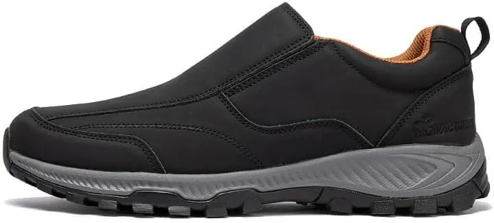 Men's Hands Free Slip On Walking Leather Shoes Loafers Slip-ins Working Dress Casual Outdoor Lightweight Cushioning Comfortable Breathable Hiking All-Terrain Ankle Boots Trekking