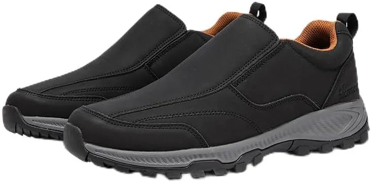 Men's Hands Free Slip On Walking Leather Shoes Loafers Slip-ins Working Dress Casual Outdoor Lightweight Cushioning Comfortable Breathable Hiking All-Terrain Ankle Boots Trekking