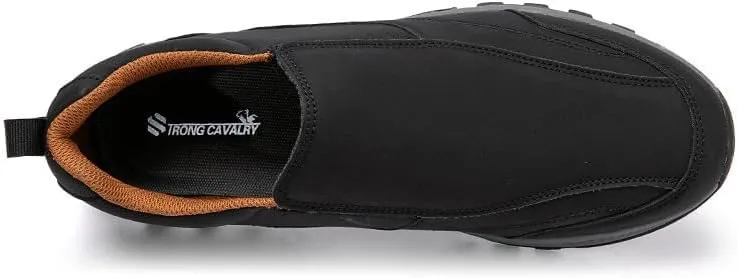 Men's Hands Free Slip On Walking Leather Shoes Loafers Slip-ins Working Dress Casual Outdoor Lightweight Cushioning Comfortable Breathable Hiking All-Terrain Ankle Boots Trekking