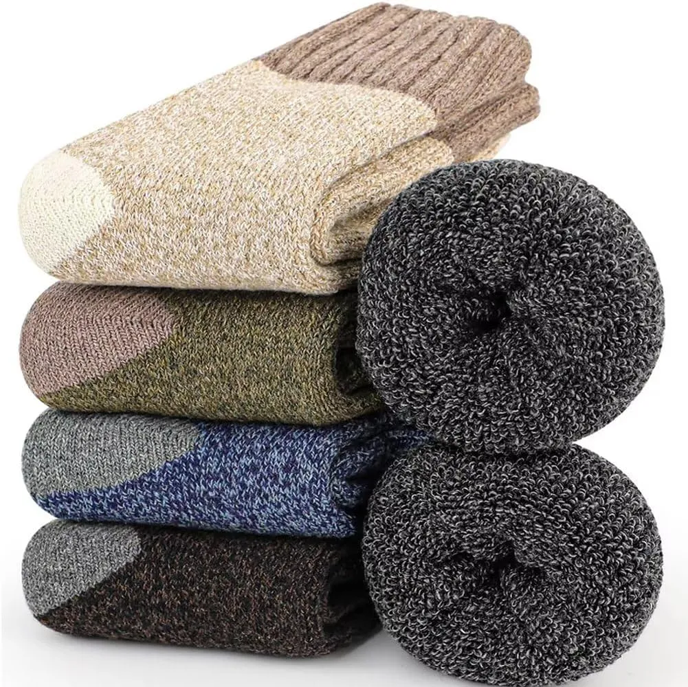Mens Heavy Thick Wool Socks - Soft Warm Comfort Winter Crew Socks (Pack of 3/5),Multicolor,One Size 7-12