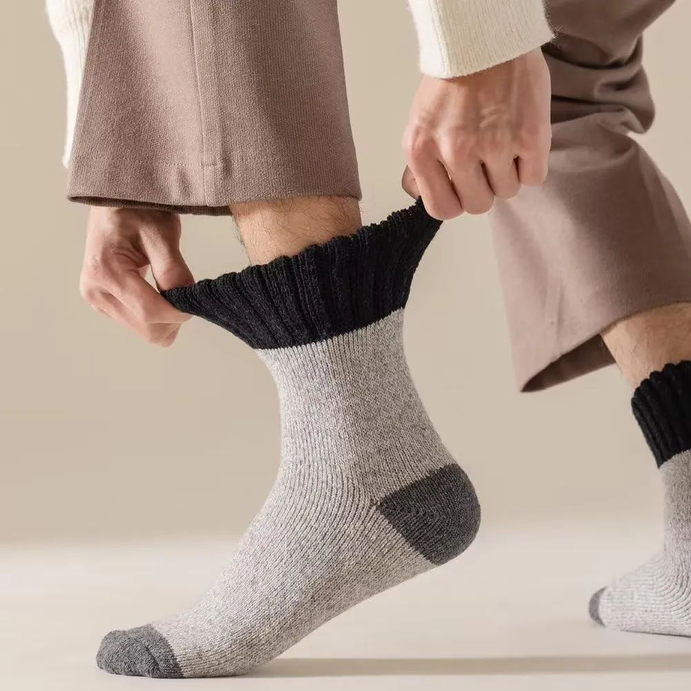 Mens Heavy Thick Wool Socks - Soft Warm Comfort Winter Crew Socks (Pack of 3/5),Multicolor,One Size 7-12