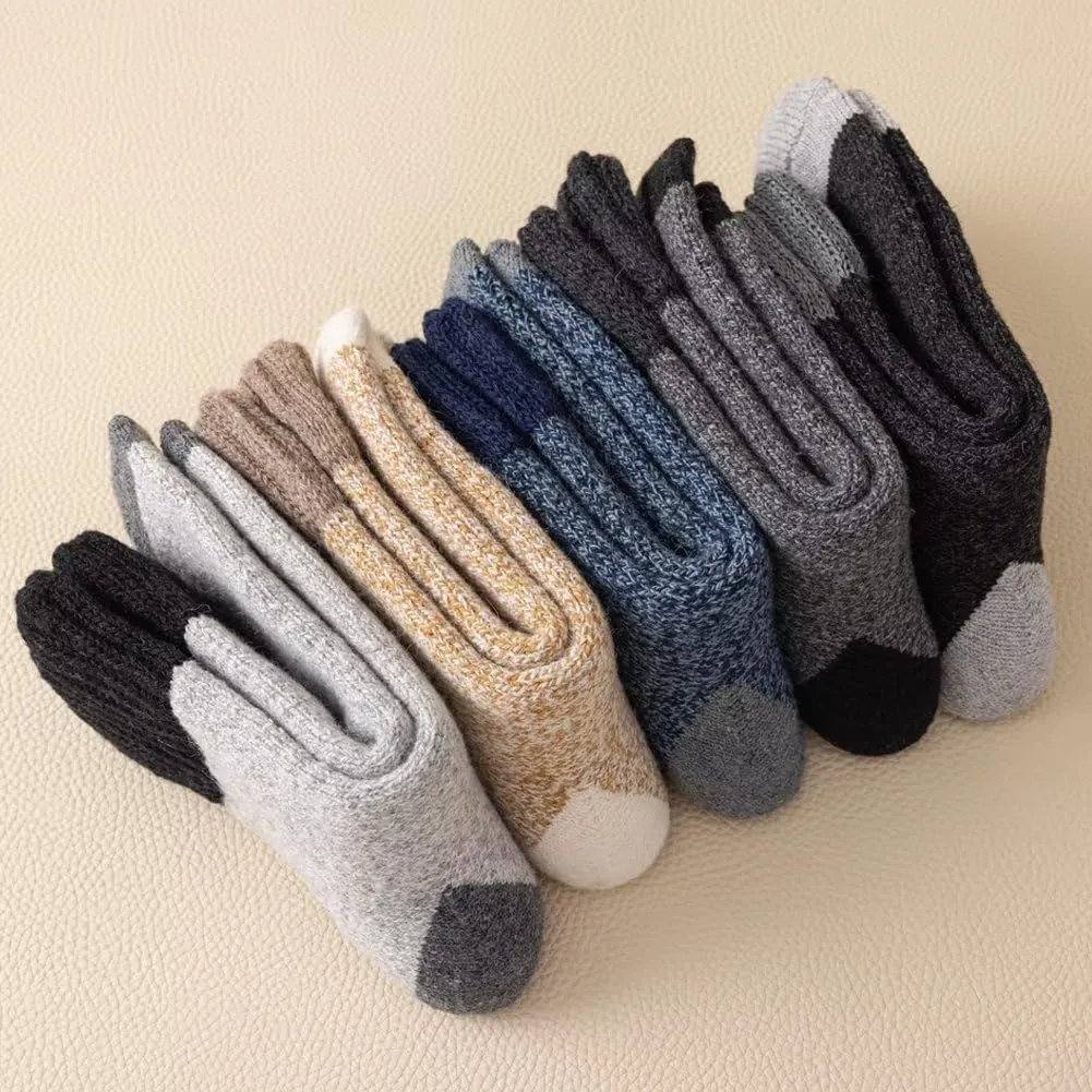 Mens Heavy Thick Wool Socks - Soft Warm Comfort Winter Crew Socks (Pack of 3/5),Multicolor,One Size 7-12