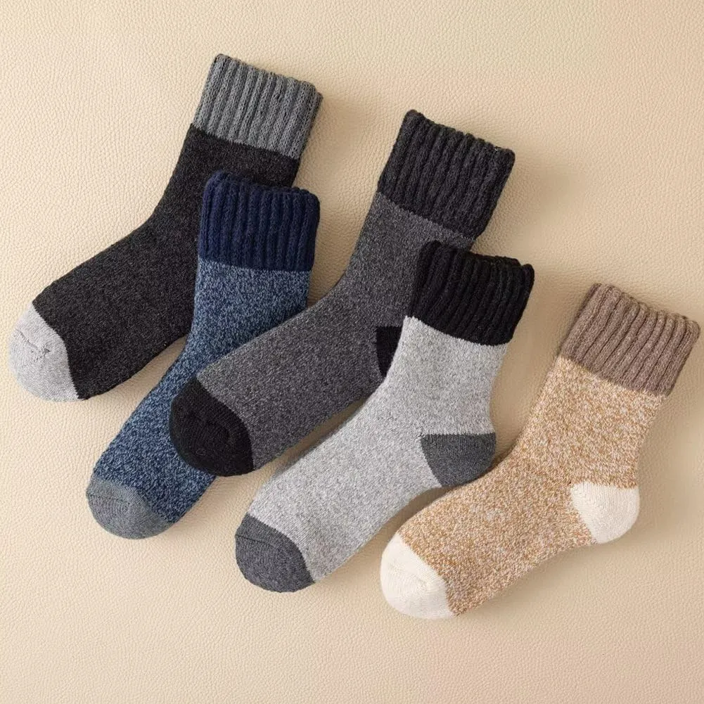 Mens Heavy Thick Wool Socks - Soft Warm Comfort Winter Crew Socks (Pack of 3/5),Multicolor,One Size 7-12