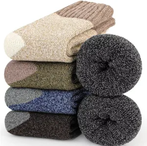 Mens Heavy Thick Wool Socks - Soft Warm Comfort Winter Crew Socks (Pack of 3/5),Multicolor,One Size 7-12