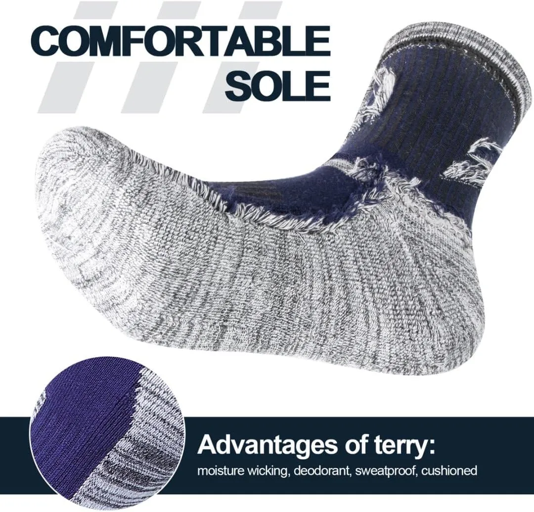 Men's Hiking Socks - Moisture Wicking, Cushioned, Comfort Work Socks for Men, 5 Pairs