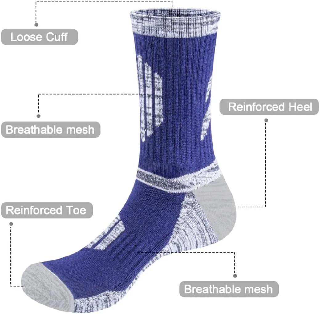 Men's Hiking Socks - Moisture Wicking, Cushioned, Comfort Work Socks for Men, 5 Pairs