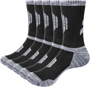 Men's Hiking Socks - Moisture Wicking, Cushioned, Comfort Work Socks for Men, 5 Pairs
