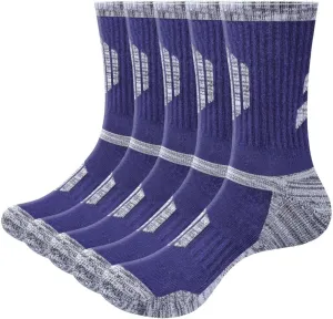 Men's Hiking Socks - Moisture Wicking, Cushioned, Comfort Work Socks for Men, 5 Pairs