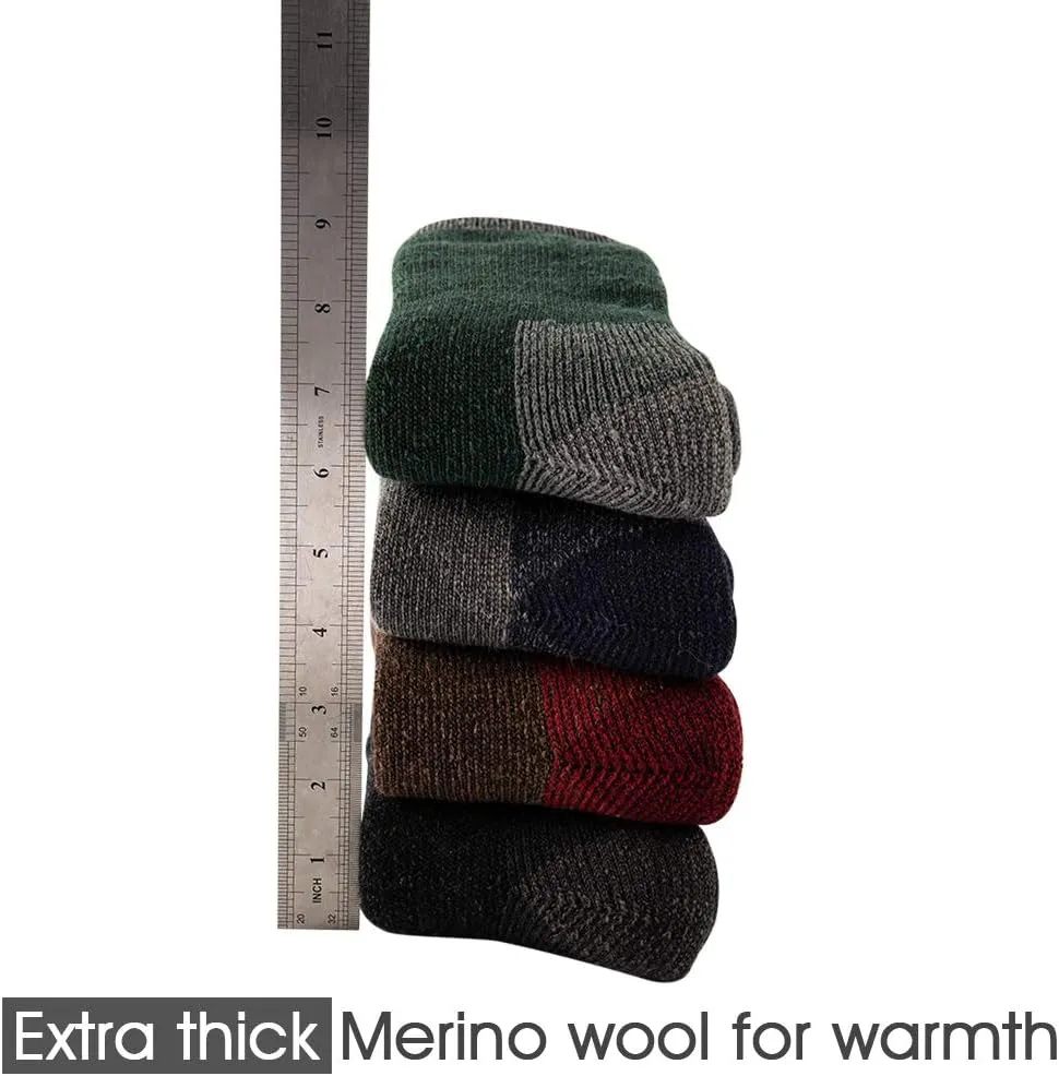 Men's Merino Wool Hiking Socks Breathable Athletic Crew Thicken