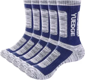 Men's Performance Cotton Moisture Wick Sports Hiking Workout Training Athletic Cushion Crew Socks For Men Size 6-13