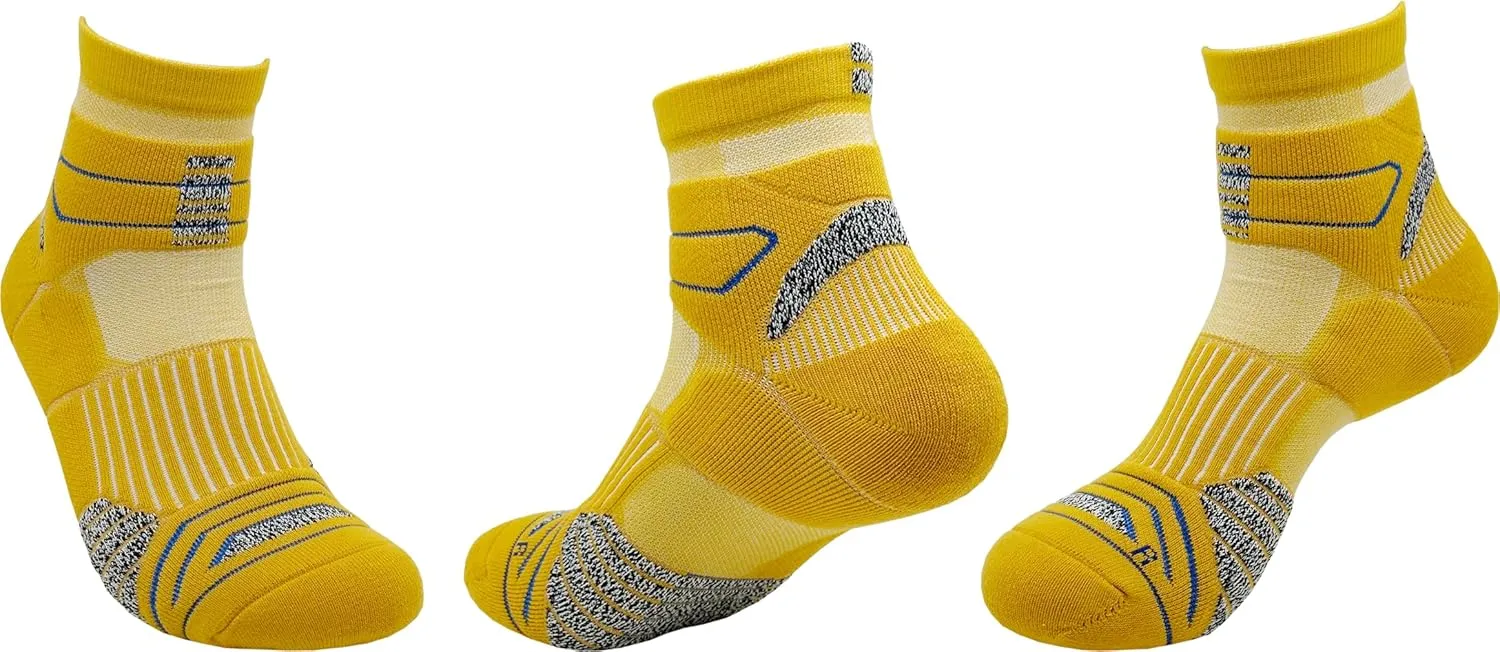 Men's Running Socks 3 Pairs Cushioned Anti-Blister Athletic Basketball Socks