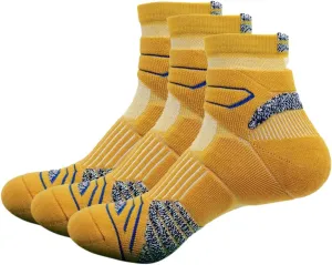Men's Running Socks 3 Pairs Cushioned Anti-Blister Athletic Basketball Socks