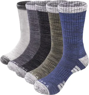 Mens Socks Sweat Wicking Anti Smell Cushioned Cotton Hiking Casual Everyday Work Casual Athletic Crew Socks For Men