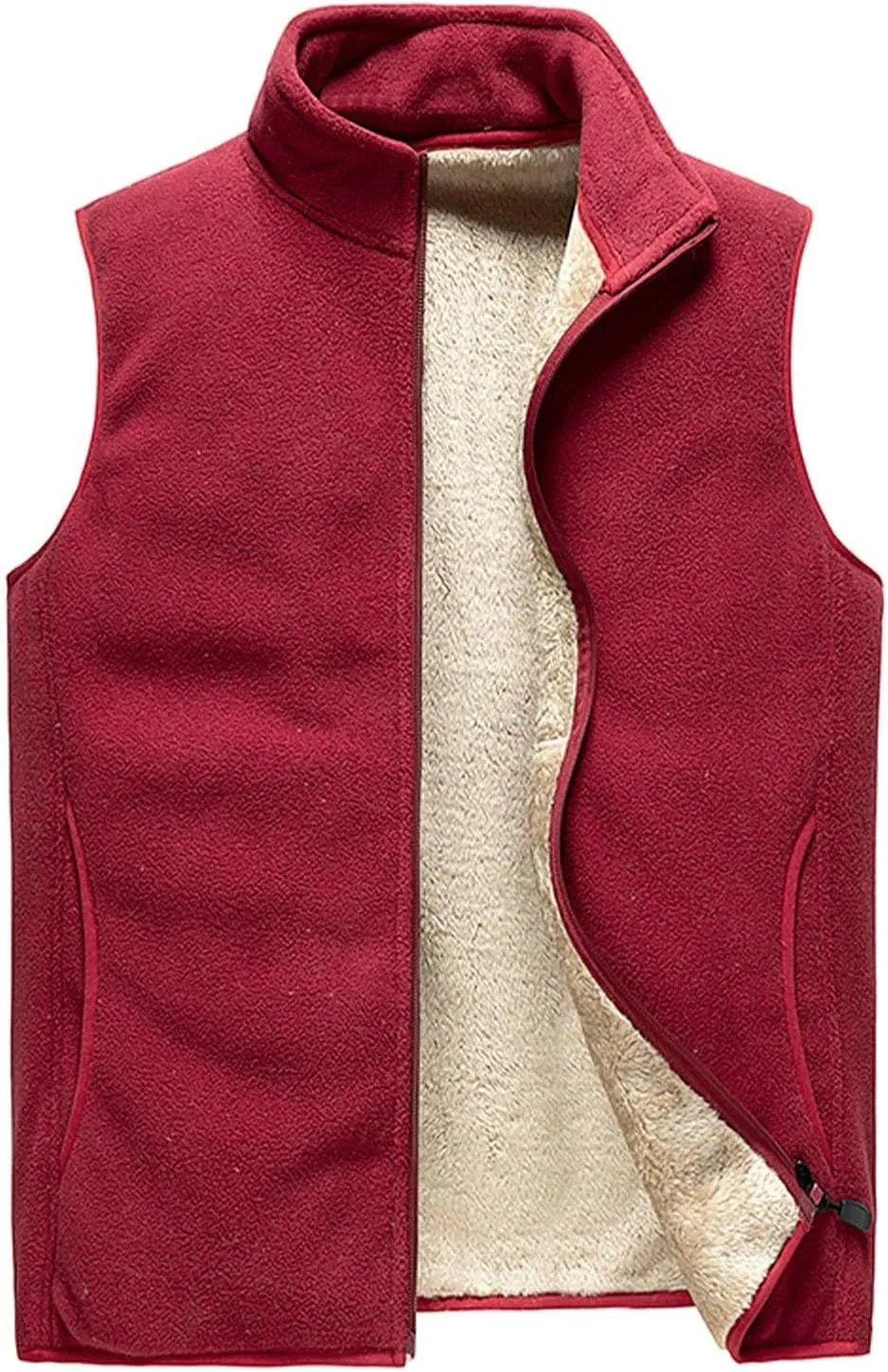 Men's Vest Stand Collar Padded Thicken Warm Winter Zip Up Jacket Sleeveless Casual Outdoor Sports Travel Vest